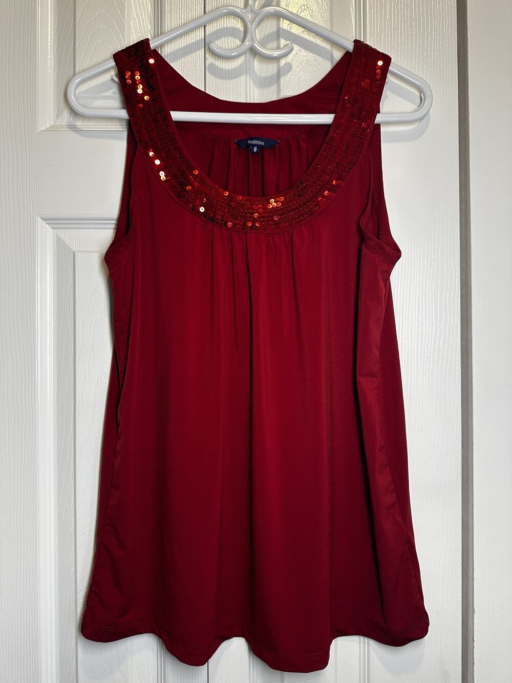Reitmans Ruby Red Sequin Scoop Neck Tank Top #133